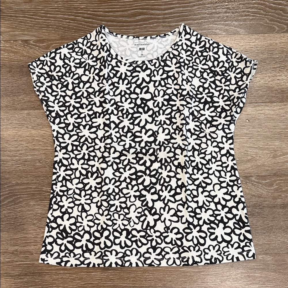 Marimekko Black and White Floral Kids Top